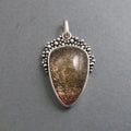 Lodolite Pendant, Sterling Silver, Garden Quartz, Oxidized Granulation, Artisan Jewelry, Handmade Necklace
