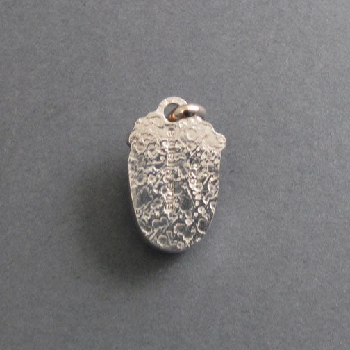 Petrified Wood Pendant, Sterling Silver, Opalized Wood, Oxidized Granulation, Red Teal Shield, Artisan Necklace