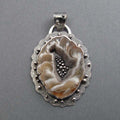 Agate Geode Pendant, Sterling Silver, Brown White Gem Slice, Handmade Art Jewelry, Natural Stone