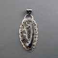 Gray Agate Geode Pendant, Sterling Silver, Handmade Artisan Design, Black White Art Jewelry Necklace