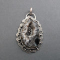 Agate Geode Pendant, Sterling Silver, Black White Druzy Slice, Handmade Art Jewelry, Statement Necklace