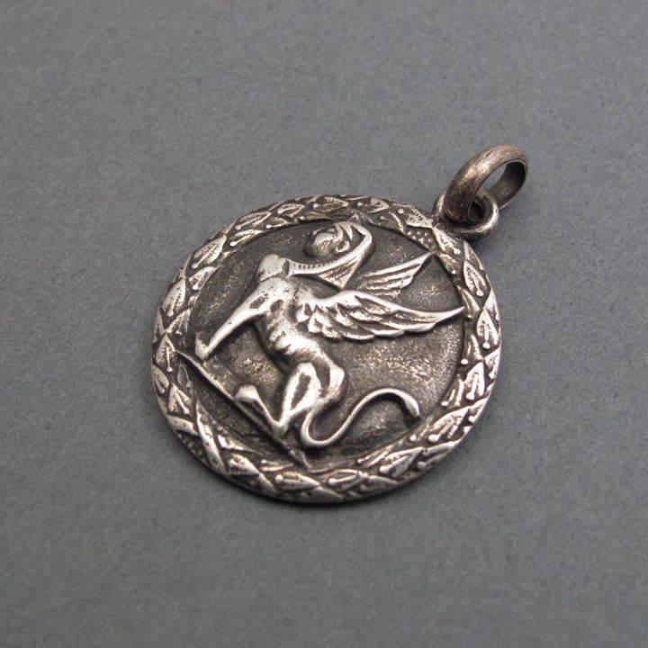 Greek Mythology, Sphinx Button Pendant, Sterling Silver, Dark Academia, Feminist Necklace, Victorian Symbolism Jewelry