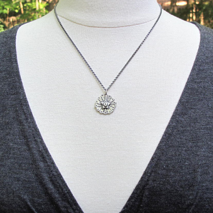 Star and Sunburst Pendant, Sterling Silver, Five-Pointed Star Charm, Celestial Jewelry Gift, Divine Energy Pendant