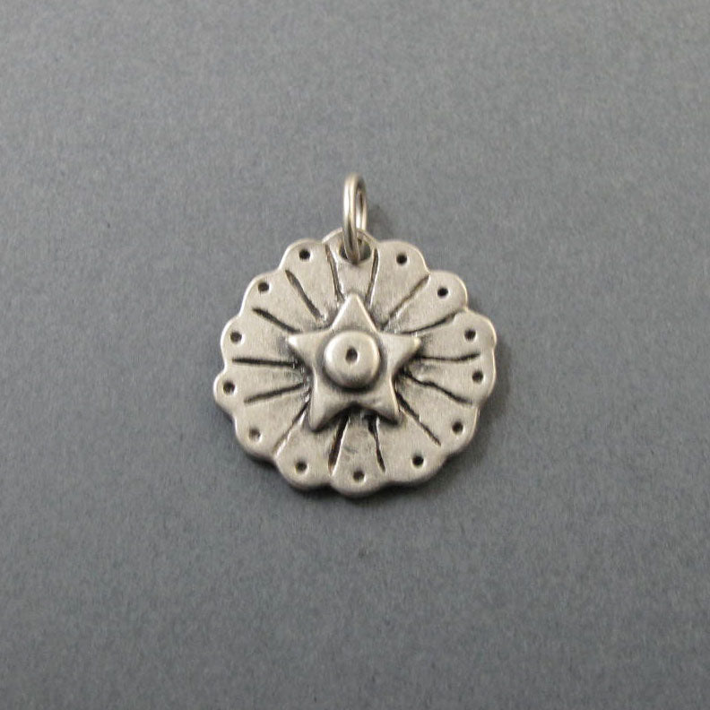 Star and Sunburst Pendant, Sterling Silver, Five-Pointed Star Charm, Celestial Jewelry Gift, Divine Energy Pendant