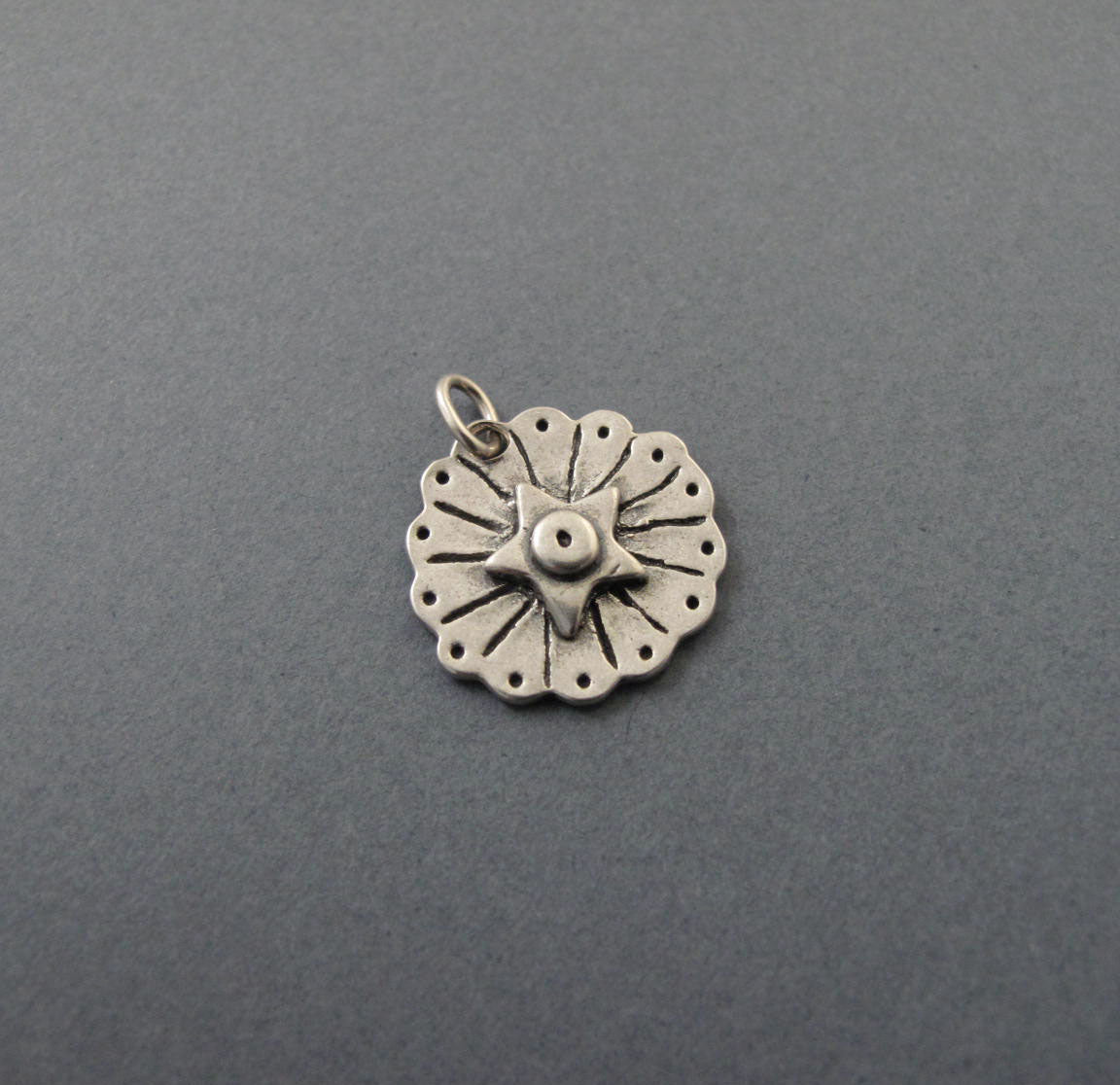 Star and Sunburst Pendant, Sterling Silver, Five-Pointed Star Charm, Celestial Jewelry Gift, Divine Energy Pendant