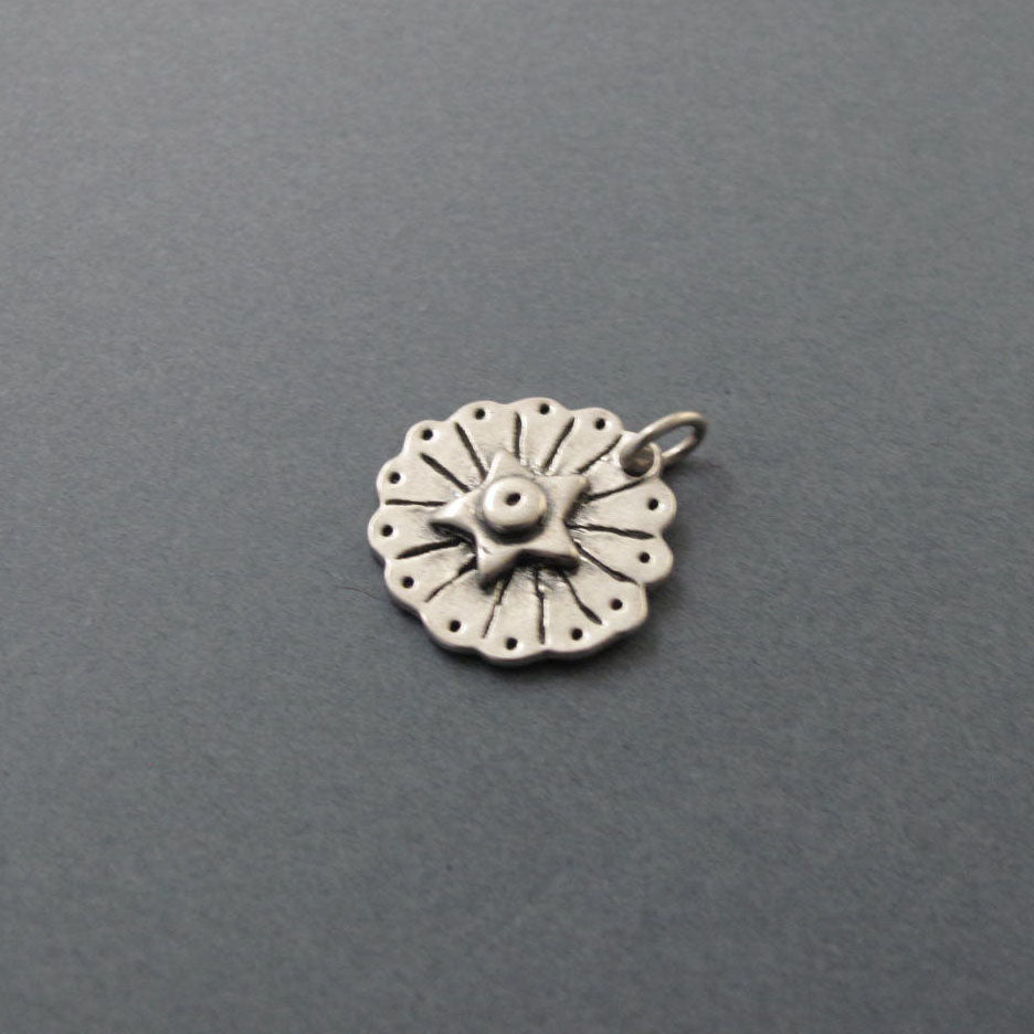 Star and Sunburst Pendant, Sterling Silver, Five-Pointed Star Charm, Celestial Jewelry Gift, Divine Energy Pendant