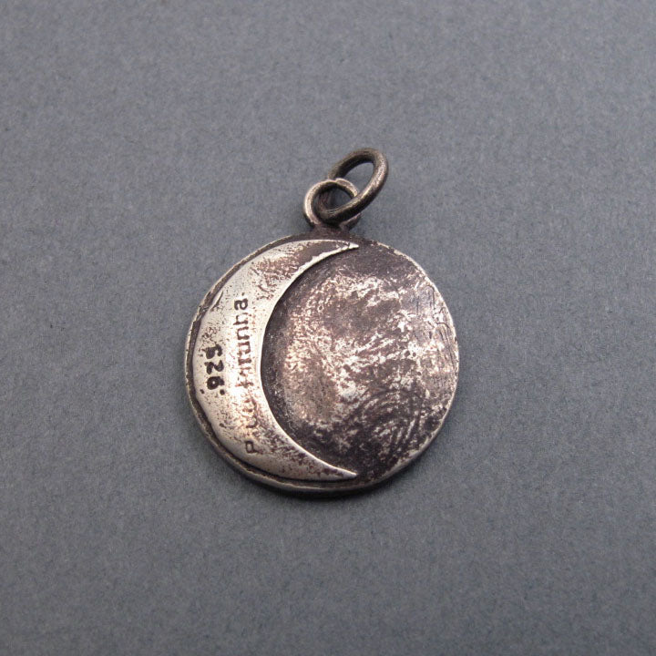 Greek Mythology Harpy Necklace, Crescent Moon Button Pendant, Sterling Silver, Feminist Jewelry, Birdwoman Talisman