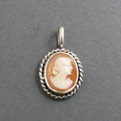 Sweet and Simple Carved Helmet Shell, Victorian Shell Cameo Pendant, Tiny Shell Cameo Necklace, Sterling Silver