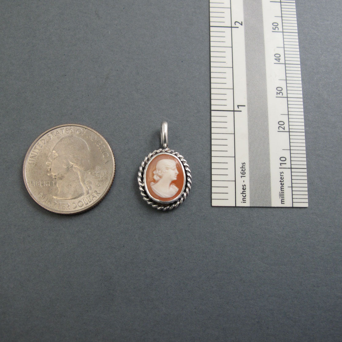 Sweet and Simple Carved Helmet Shell, Victorian Shell Cameo Pendant, Tiny Shell Cameo Necklace, Sterling Silver
