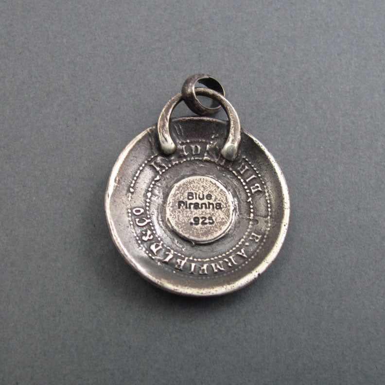 Fire and Steel, Sterling Silver Motto Pendant, Phoenix with Spear, Rebirth Talisman, Transformation Necklace
