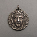 Medusa Mythology Protection Pendant, Upcycled Feminist Statement Necklace, Sterling Silver Victorian Militaria