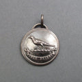 Sterling Silver Raven Pendant, Antique Heraldic Button, Motivational Bird Jewelry, Goth Style Necklace