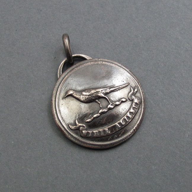 Sterling Silver Raven Pendant, Antique Heraldic Button, Motivational Bird Jewelry, Goth Style Necklace