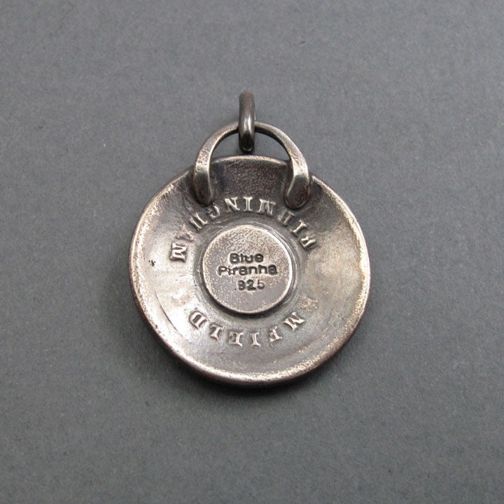 Sterling Silver Raven Pendant, Antique Heraldic Button, Motivational Bird Jewelry, Goth Style Necklace