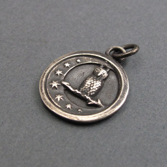 Sterling Silver Owl Pendant, Crescent Moon, Witchy Jewelry, Gothic Victorian Celestial Necklace
