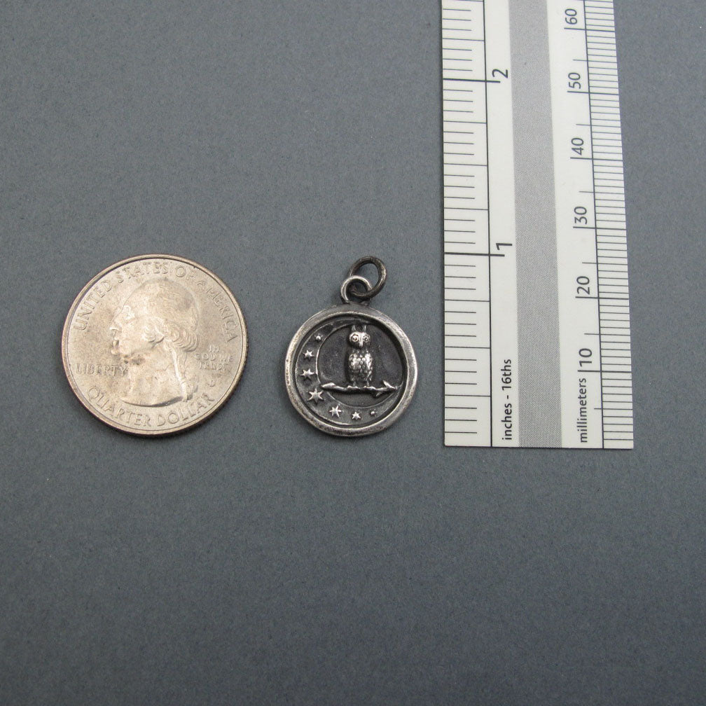 Sterling Silver Owl Pendant, Crescent Moon, Witchy Jewelry, Gothic Victorian Celestial Necklace