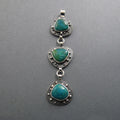 Peruvian Opal Pendant, Sterling Silver, Teal Blue Kinetic Necklace, Three Stone Boulder Opal, Organically Shaped