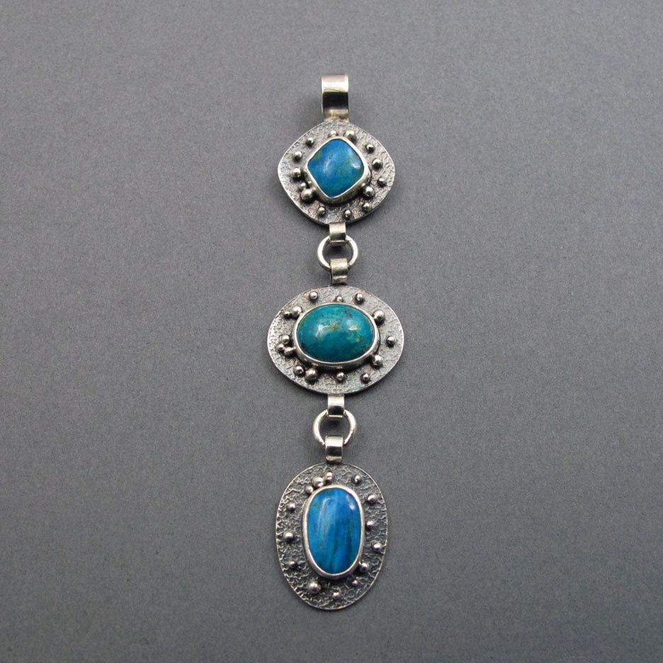 Peruvian Opal, Sterling Silver Pendant, Articulated Kinetic Necklace, Gem Lover Jewelry, Boulder Opal Boho