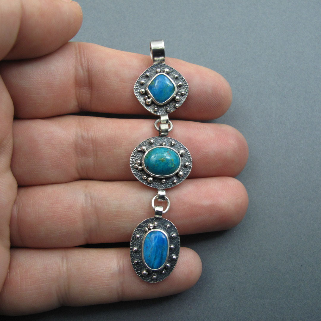 Peruvian Opal, Sterling Silver Pendant, Articulated Kinetic Necklace, Gem Lover Jewelry, Boulder Opal Boho