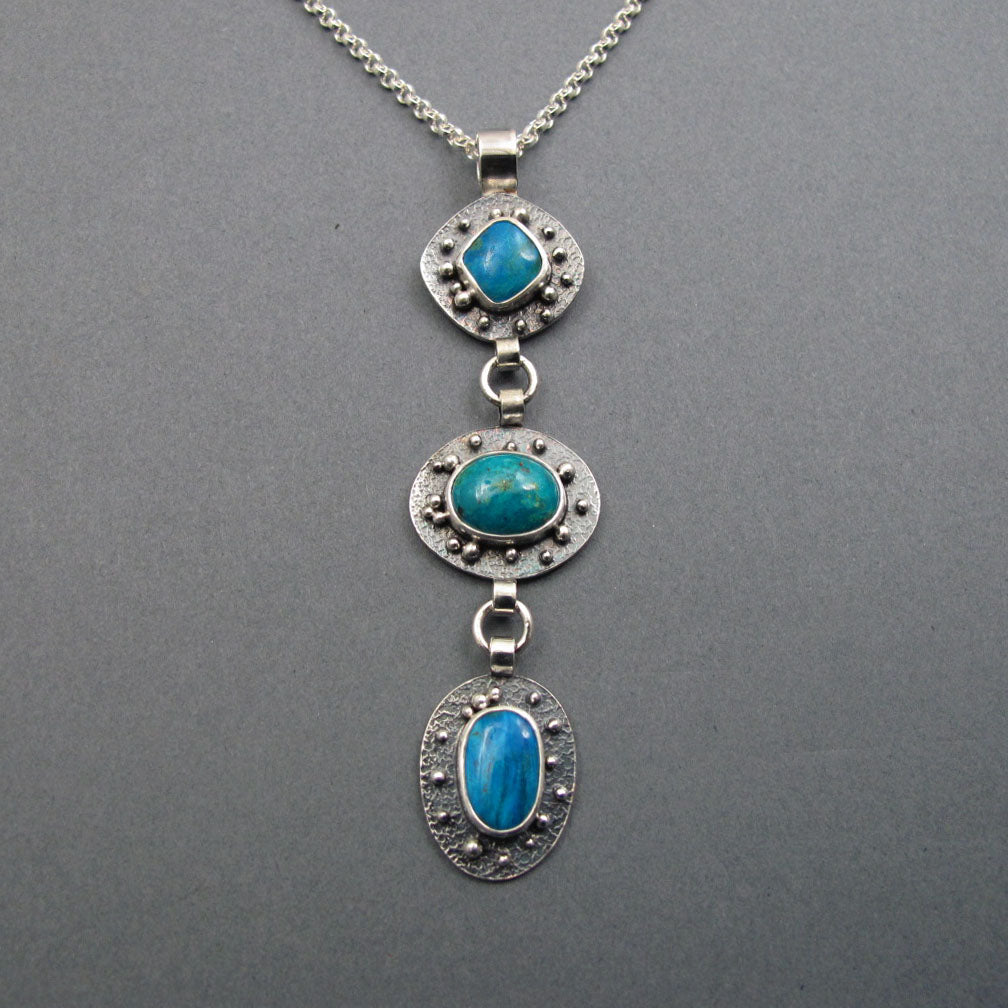 Peruvian Opal, Sterling Silver Pendant, Articulated Kinetic Necklace, Gem Lover Jewelry, Boulder Opal Boho