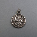 Greek Mythology Pegasus Winged Horse Necklace, Sterling Silver Antique Button Pendant, Creativity Talisman Jewelry