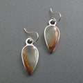 Polychrome Jasper Dangle Earrings, Sterling Silver, Natural Gray Orange Teardrop Cabochon, Handmade Statement Jewelry