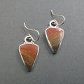 Polychrome Jasper Dangle Earrings, Sterling Silver, Red Orange Triangle Cabochon, Natural Gem, Minimalist Jewelry