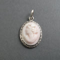 Carved Shell Cameo, Antique Cameo Pendant, Woman's Profile Cameo, Left Facing Cameo, Queen Conch Shell, High Relief Cameo Carving