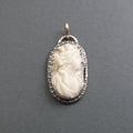 Victorian Queen Conch Cameo, Female Portrait, Sterling Silver, Antique Shell Pendant, Romantic Heirloom Jewelry