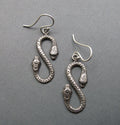 Ouroboros Double-Headed Snake Earrings, Sterling Silver, Amphisbaena, Infinity Dangle, Mythology Jewelry