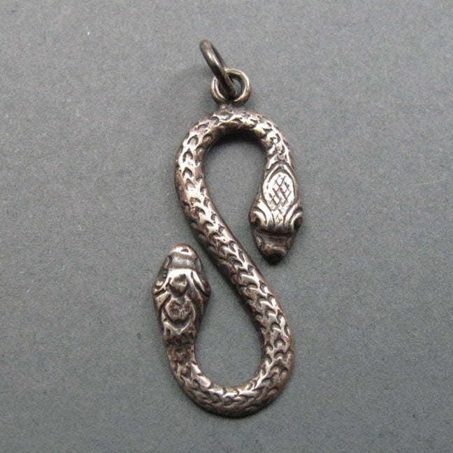 Double Headed Snake Pendant, Sterling Silver, Infinity Necklace, Amphisbaena, Transformation Talisman