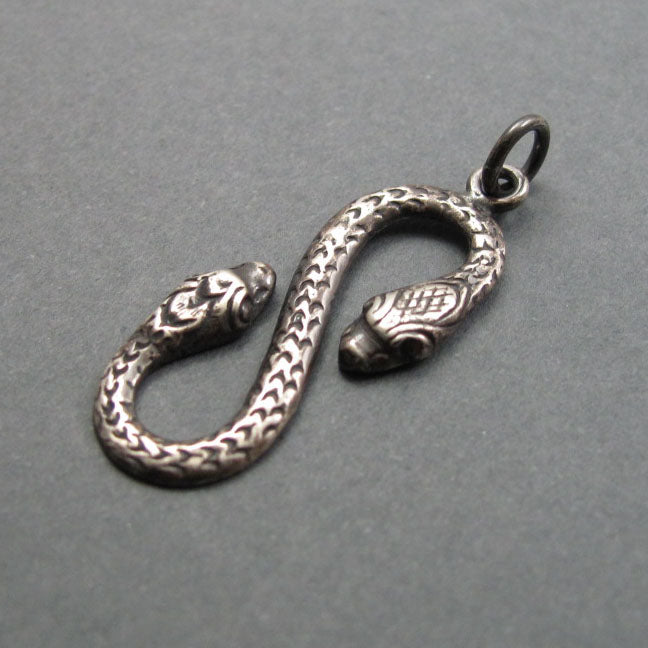 Double Headed Snake Pendant, Sterling Silver, Infinity Necklace, Amphisbaena, Transformation Talisman