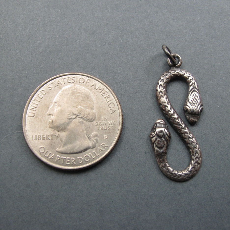 Double Headed Snake Pendant, Sterling Silver, Infinity Necklace, Amphisbaena, Transformation Talisman