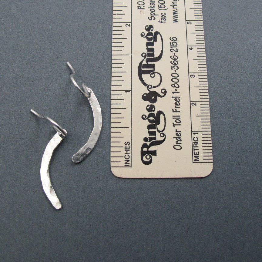 Hammered Sterling Silver Crescent Earrings, Curved Bar Design