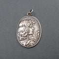 Summer Pendant, Sterling Silver, French Art Nouveau Button, Female with Sunflower, Seasons Necklace, Symbolic