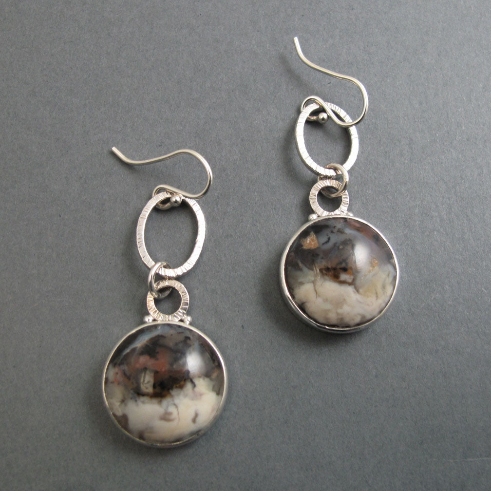 Utah Tiffany Stone Dangle Earrings, Handmade Natural Gem Cabochon Drops, Sterling Silver