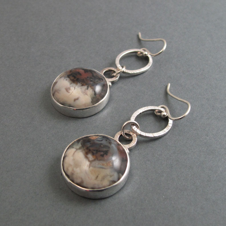 Utah Tiffany Stone Dangle Earrings, Handmade Natural Gem Cabochon Drops, Sterling Silver