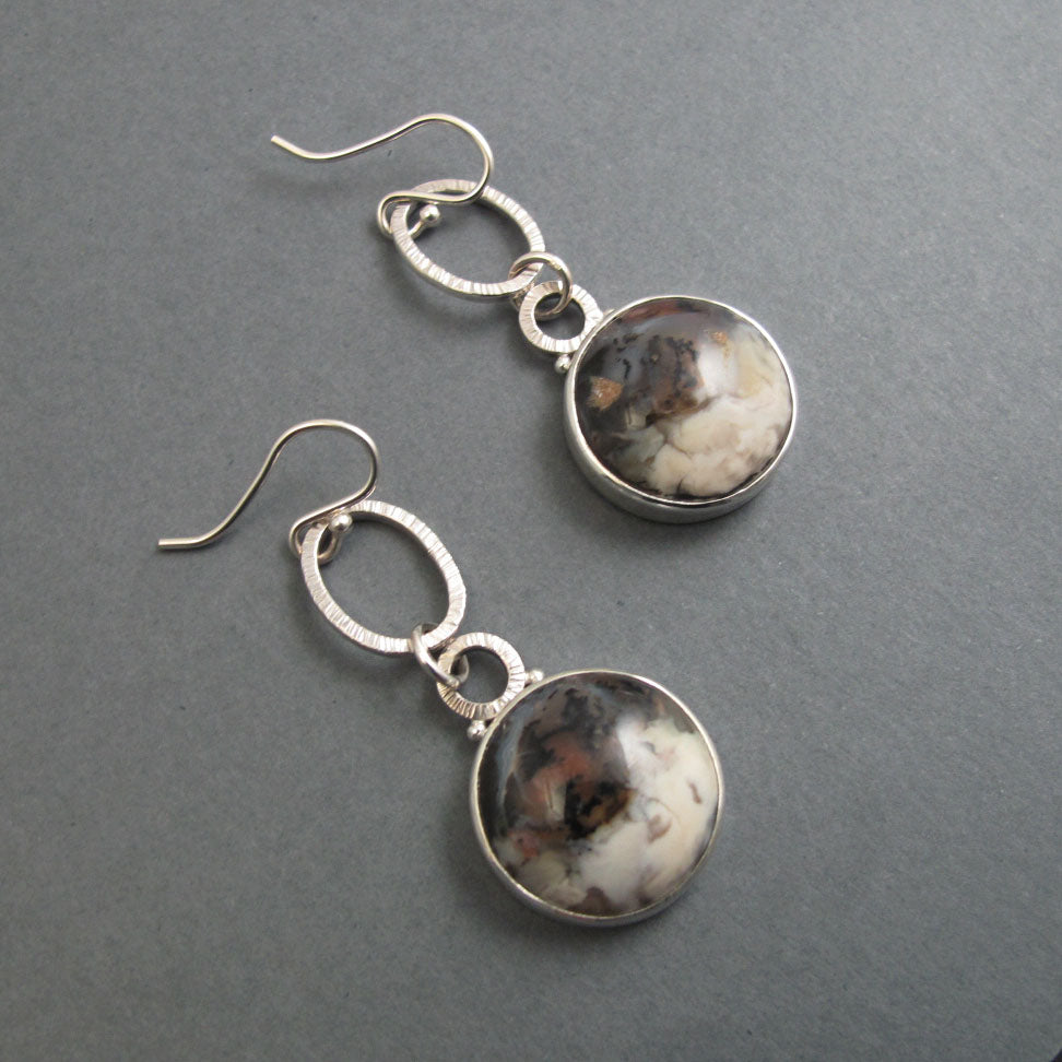 Utah Tiffany Stone Dangle Earrings, Handmade Natural Gem Cabochon Drops, Sterling Silver