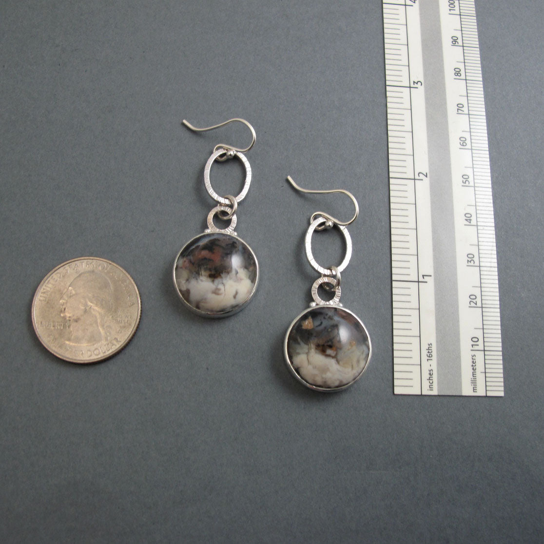 Utah Tiffany Stone Dangle Earrings, Handmade Natural Gem Cabochon Drops, Sterling Silver