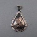 Turkish Chalcedony Pendant, Sterling Silver, Teardrop Necklace, Landscape Stone, Handmade, Natural Cabochon, Unisex
