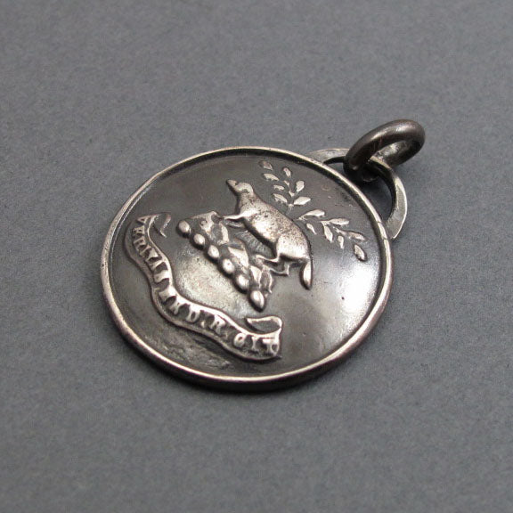Sterling Silver Badger Pendant, Let the Truth Guide Me Motto, Heraldic Button Jewelry, History Lover