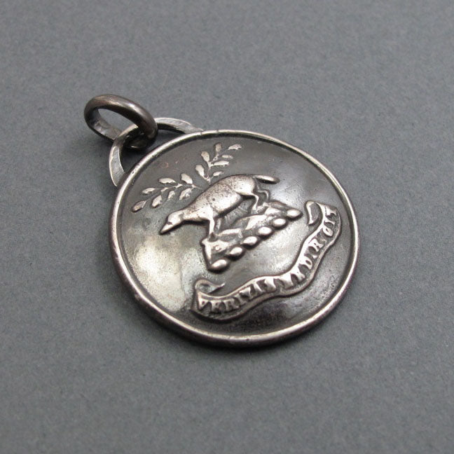 Sterling Silver Badger Pendant, Let the Truth Guide Me Motto, Heraldic Button Jewelry, History Lover