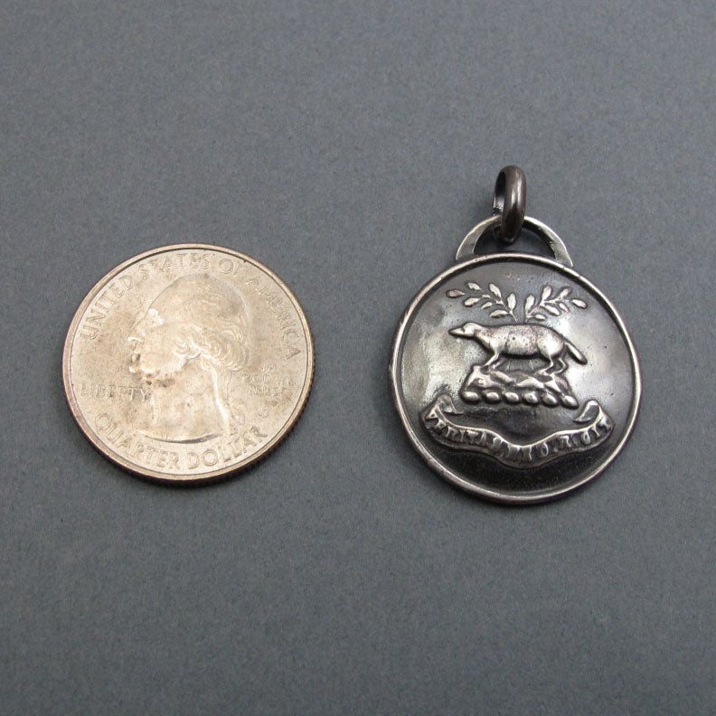Sterling Silver Badger Pendant, Let the Truth Guide Me Motto, Heraldic Button Jewelry, History Lover