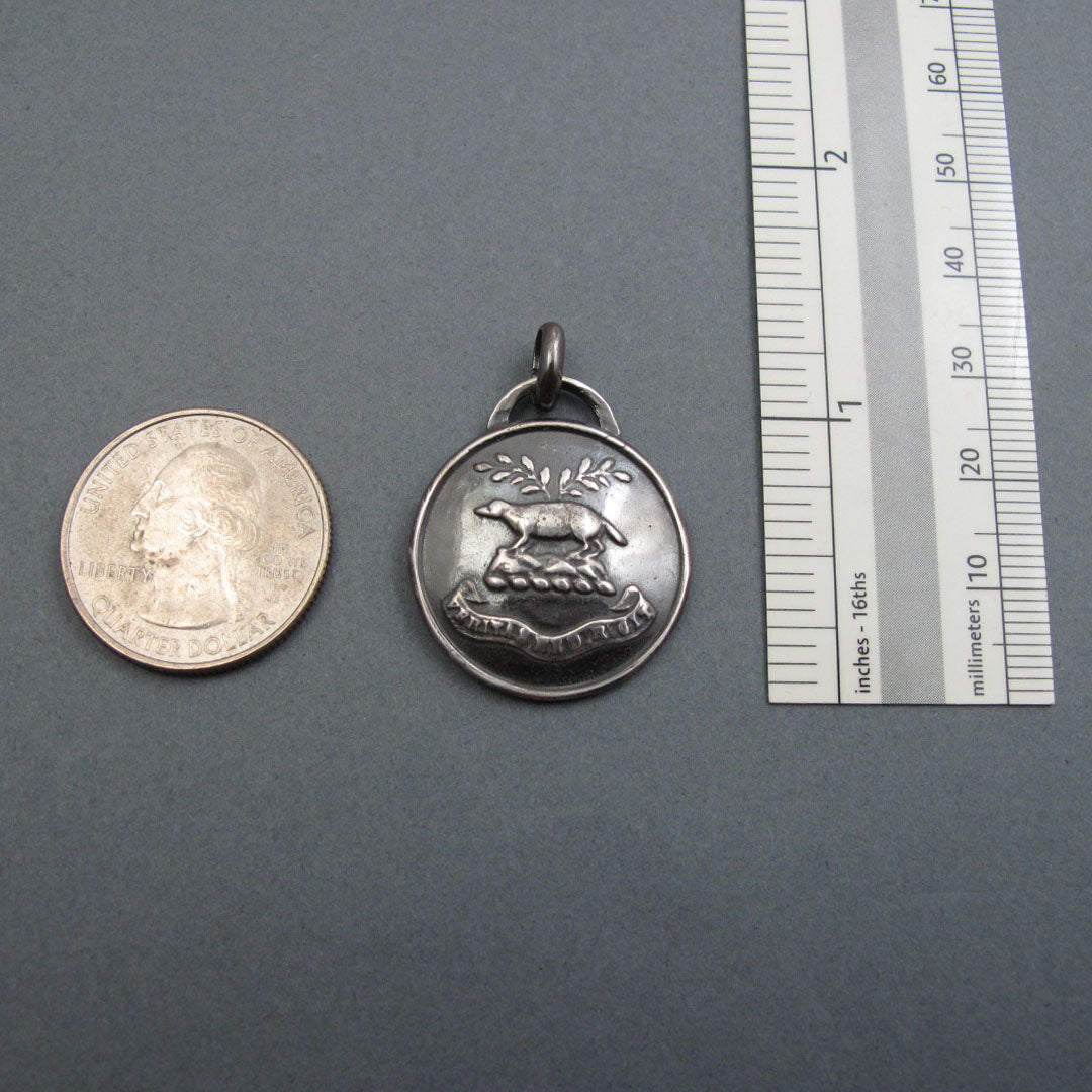 Sterling Silver Badger Pendant, Let the Truth Guide Me Motto, Heraldic Button Jewelry, History Lover