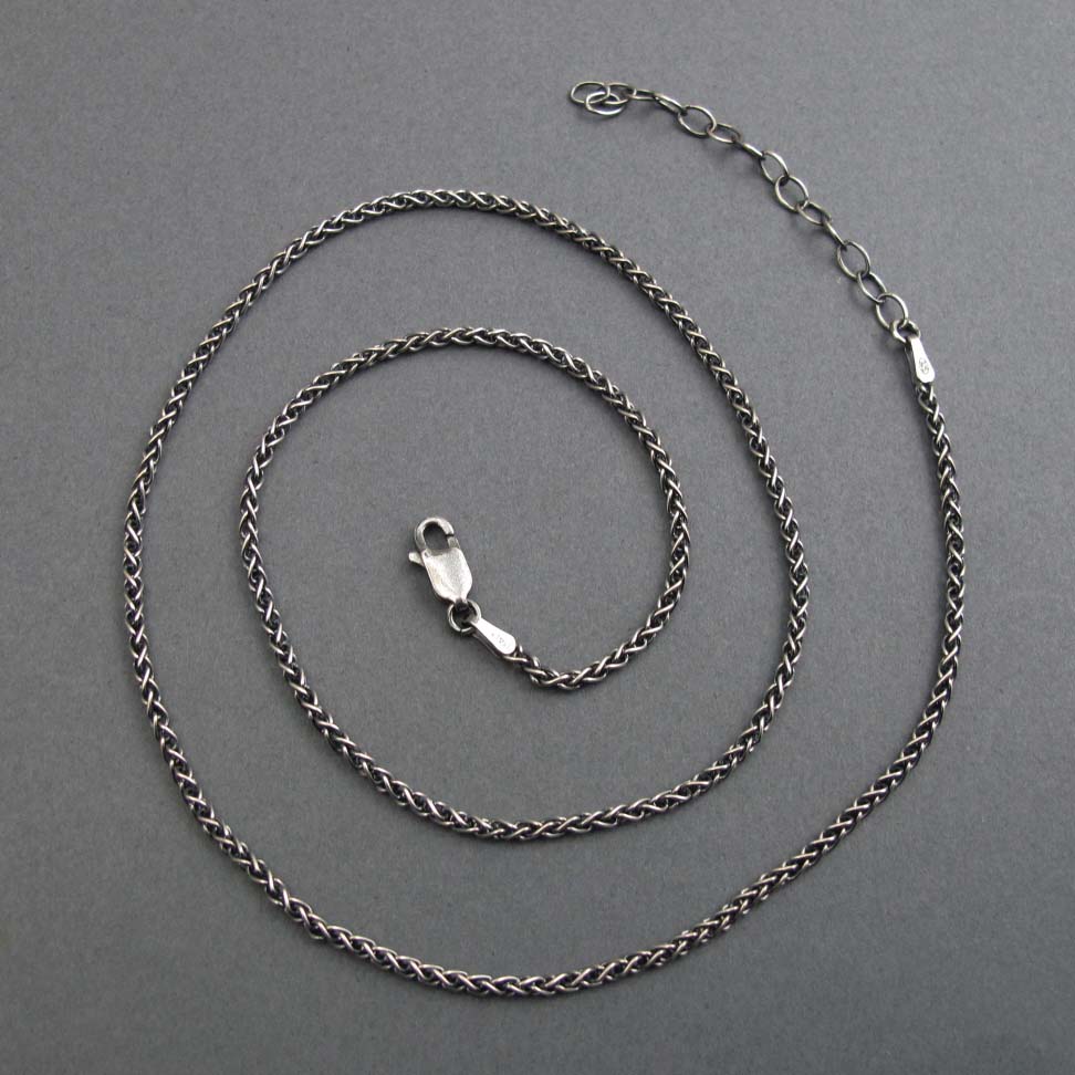 Oxidized Sterling Silver Wheat Chain