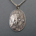 Winter Goddess Pendant, Sterling Silver, French Art Nouveau Button, Female Profile, Seasons Necklace